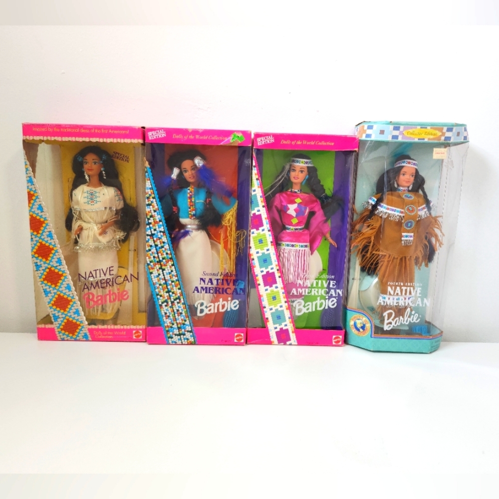 Vintage Special Collectors Edition Mattel Native American Barbie Dolls Full Set